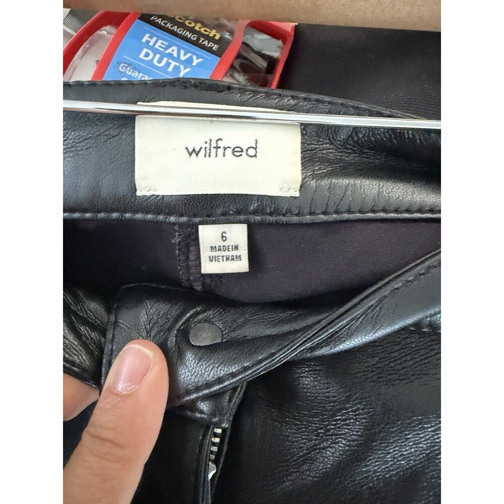 Wilfred Women’s Black Leather Flared Dress Pants Flat Front Pockets Size 6 - Picture 5 of 15